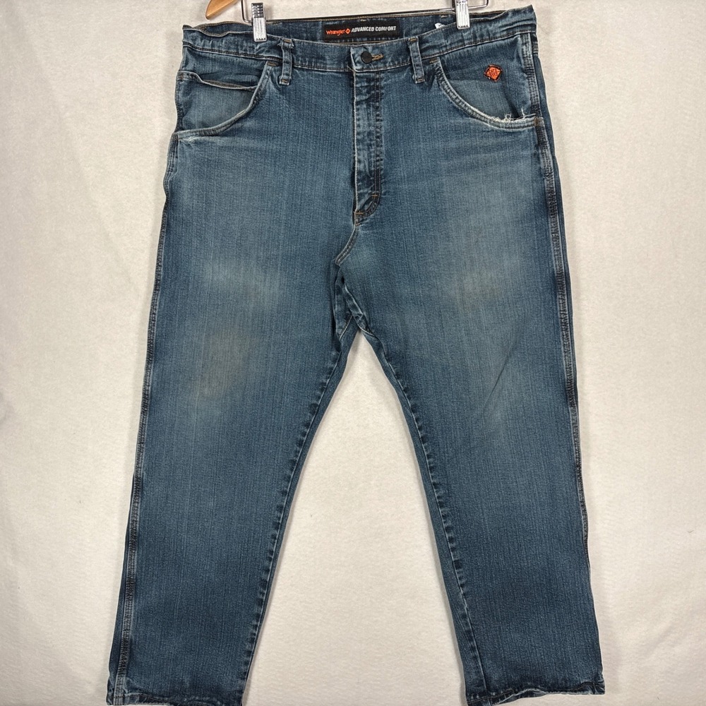 Wrangler FR Advanced Comfort Mens Flame Resistant Jeans 38x30 Blue 10FRAC50M